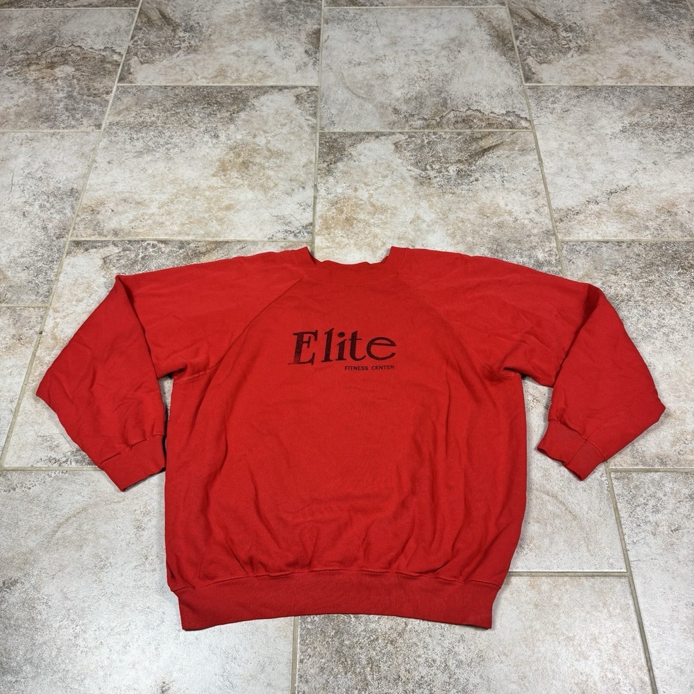 Vintage 80s Hanes Red Sweatshirt Mens XL Elite Fitness Crew Neck USA